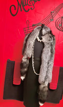 Load image into Gallery viewer, Silver Fox Wrap Scarf w/Tails