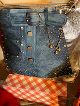 Load image into Gallery viewer, Denim Dazzle Blingy Handbag
