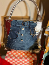 Load image into Gallery viewer, Denim Dazzle Blingy Handbag
