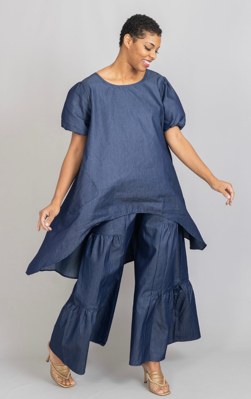 2Pc Denim Ruffle Set