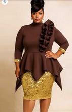 Load image into Gallery viewer, The Brown &amp; Gold Sequin Dress
