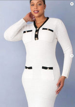 Load image into Gallery viewer, White Textured Knit Dress w/ Ruffle
