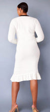 Load image into Gallery viewer, White Textured Knit Dress w/ Ruffle
