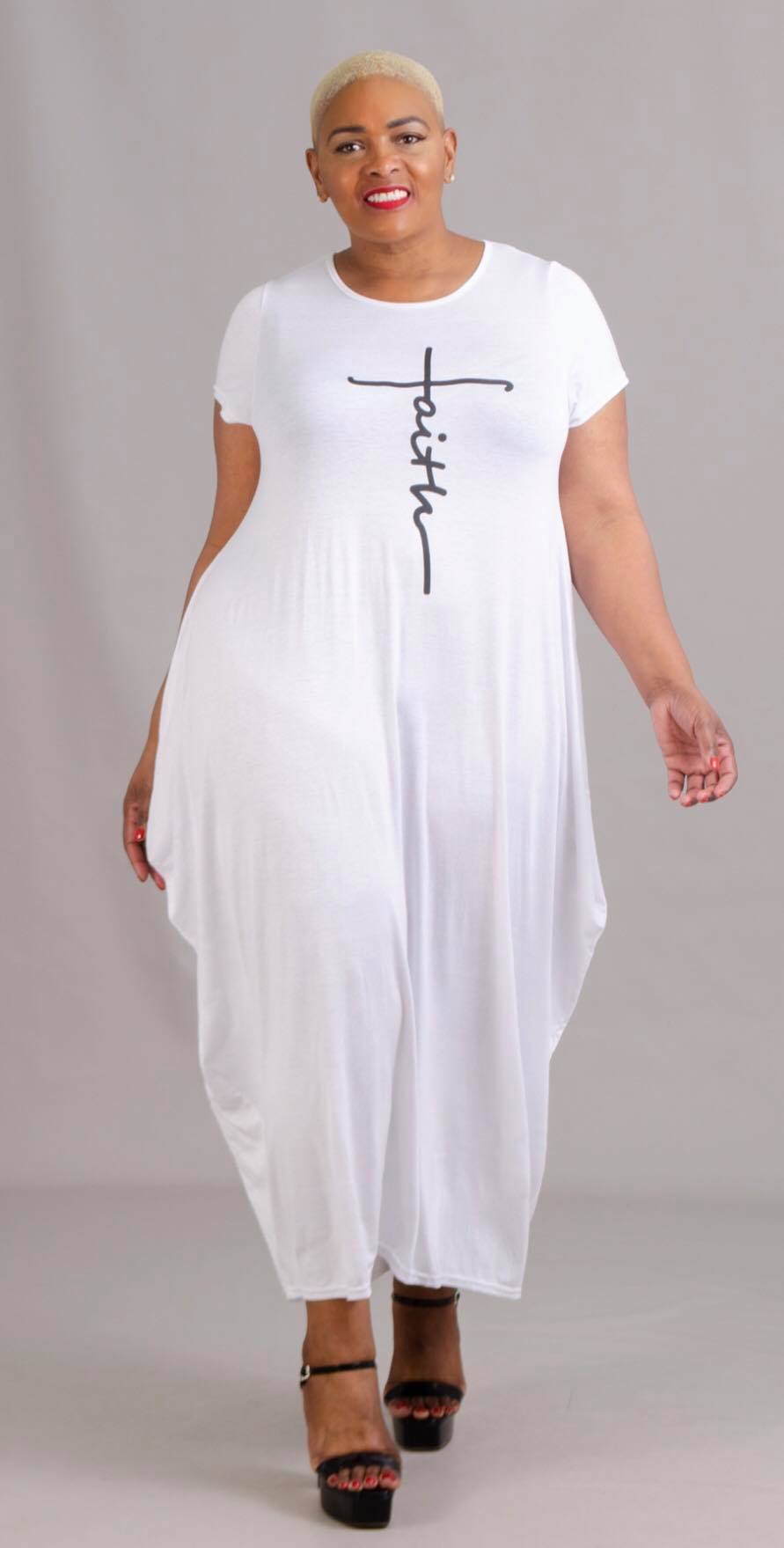 White Faith Maxi Short Sleeve