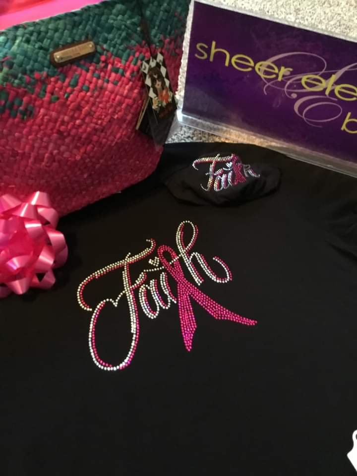 Breast Cancer -Faith Blingy T-shirt Reg. Fit