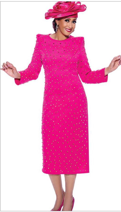 Dorinda Pink or Blue Studded Dress