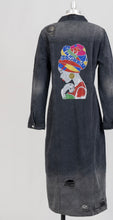 Load image into Gallery viewer, Blingy Distressed Denim Duster/Dress
