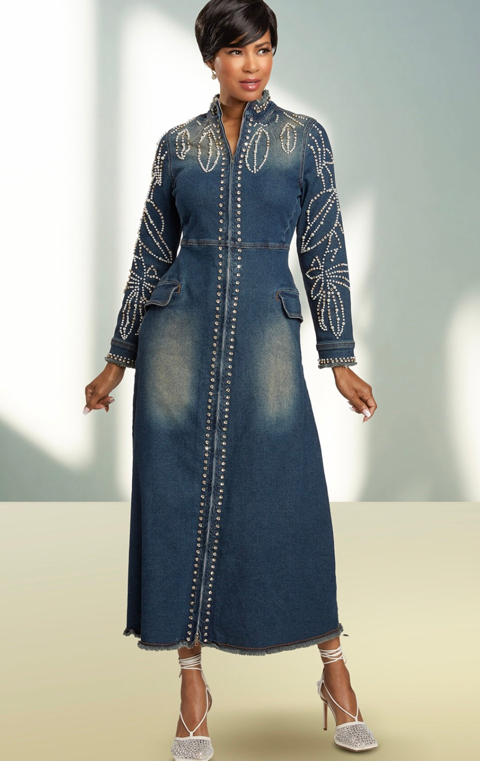 Denim Pearl Dress/Duster