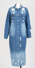 Load image into Gallery viewer, Distressed Denim Duster/Dress
