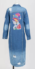 Load image into Gallery viewer, Blingy Distressed Denim Duster/Dress
